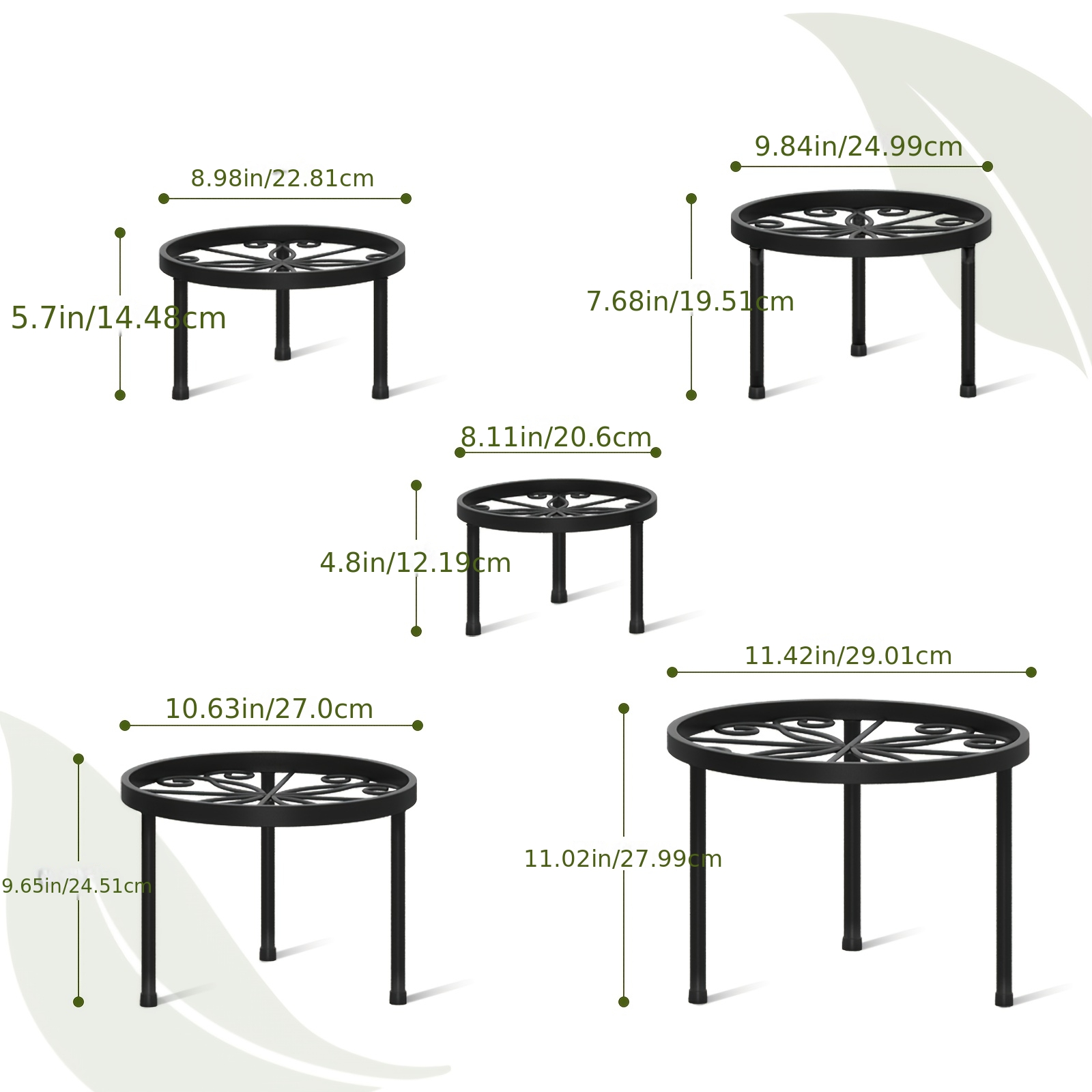 Bamworld Set Supporti per Piante Interni/Esterni, Supporti per Vasi da Fiori Resistenti per Piante Grandi, Porta…: retailer-supplied image