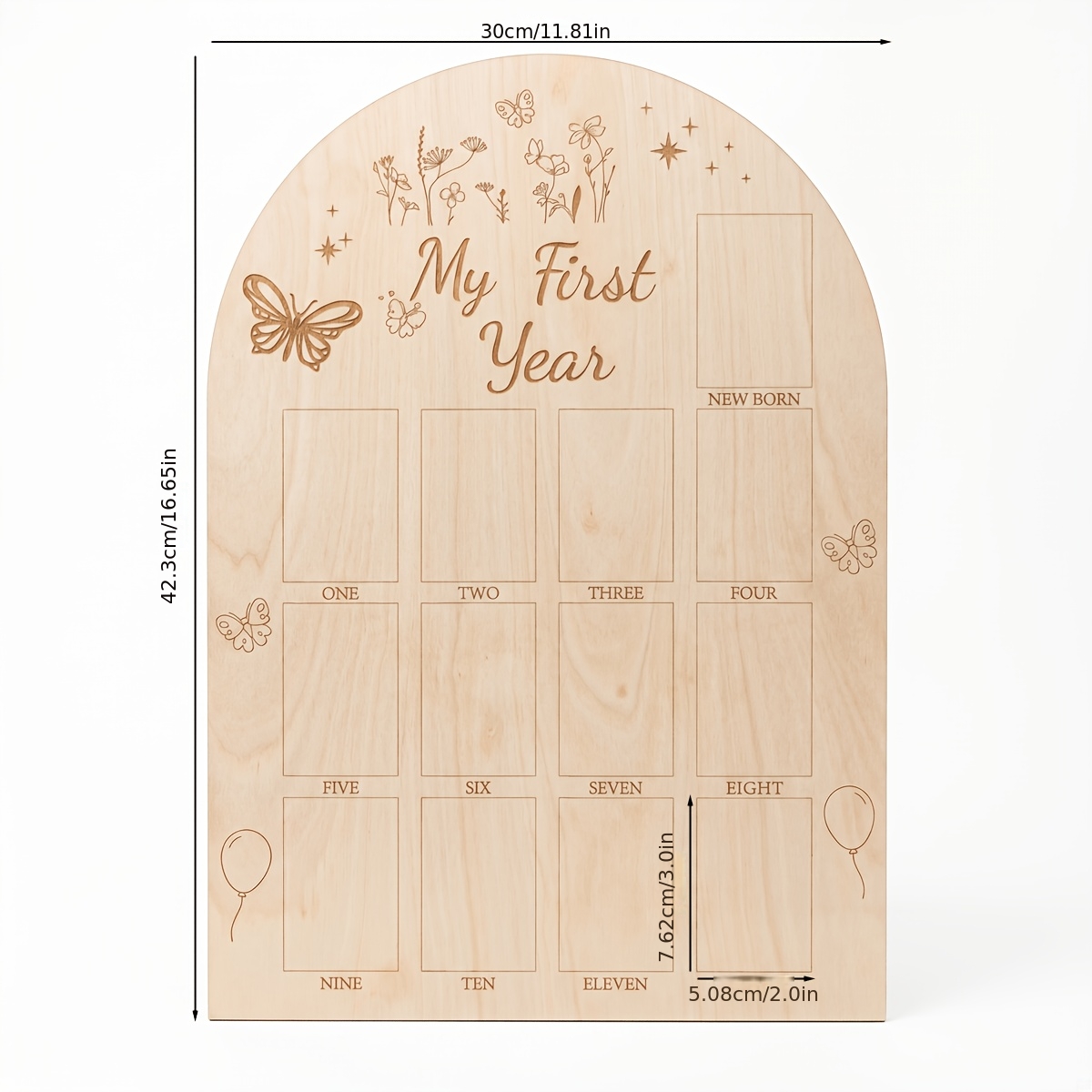 TEMU 1pc ' Year' 1st Birthday 1 Year Milestones Wooden Photo Board, And Wild With 13 Photo Slots First Year Wooden Photo Sign For And Theme 1st