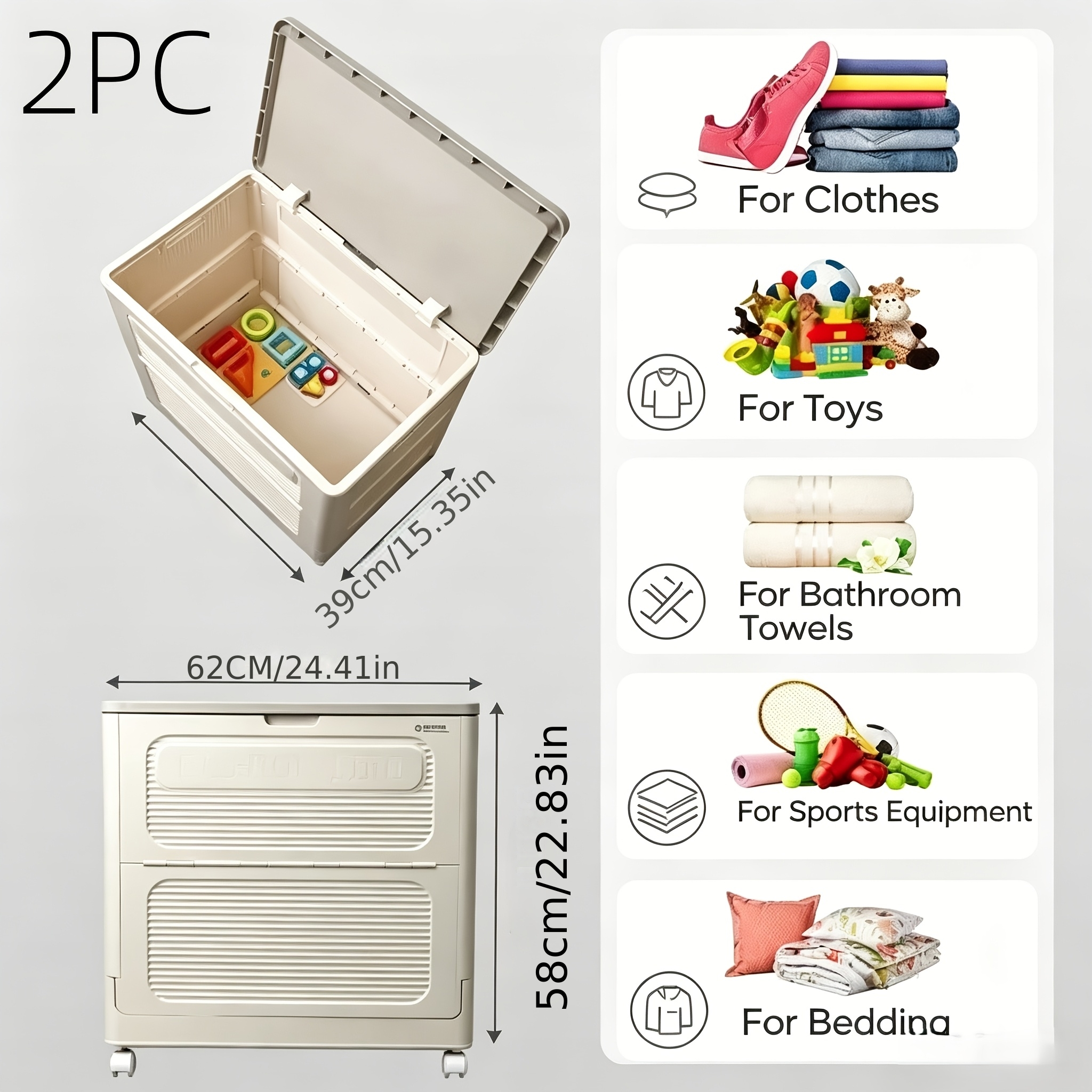 Storage Bin, Foldable Storage Box, Household Storage Container; 103l Large Capacity, Featuring Swivel Wheels For ; Suitable For Storing Household Clothing And Documents.