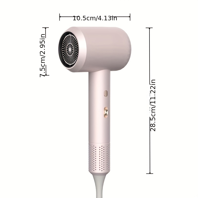 TEMU Sèche-cheveux ionique avec buse concentrateur, 3 réglages de vitesse, 3 boutons de refroidissement, convient aux cheveux lisses et bouclés,