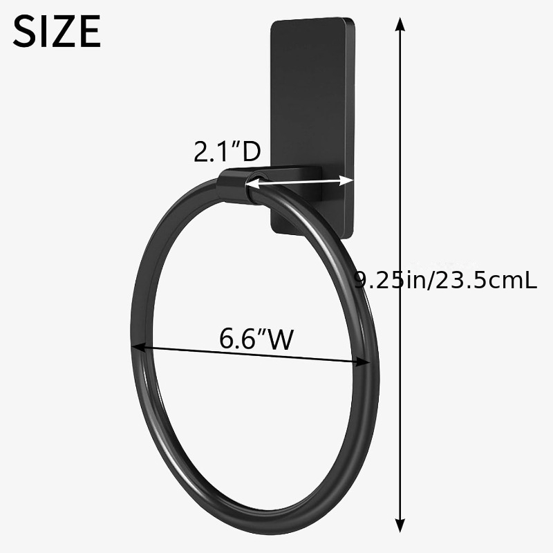 TEMU Adhesive Towel Ring, Adhesive Hand Towel Holder For Bathroom, Adhesive Ring For Bath Rv, Black