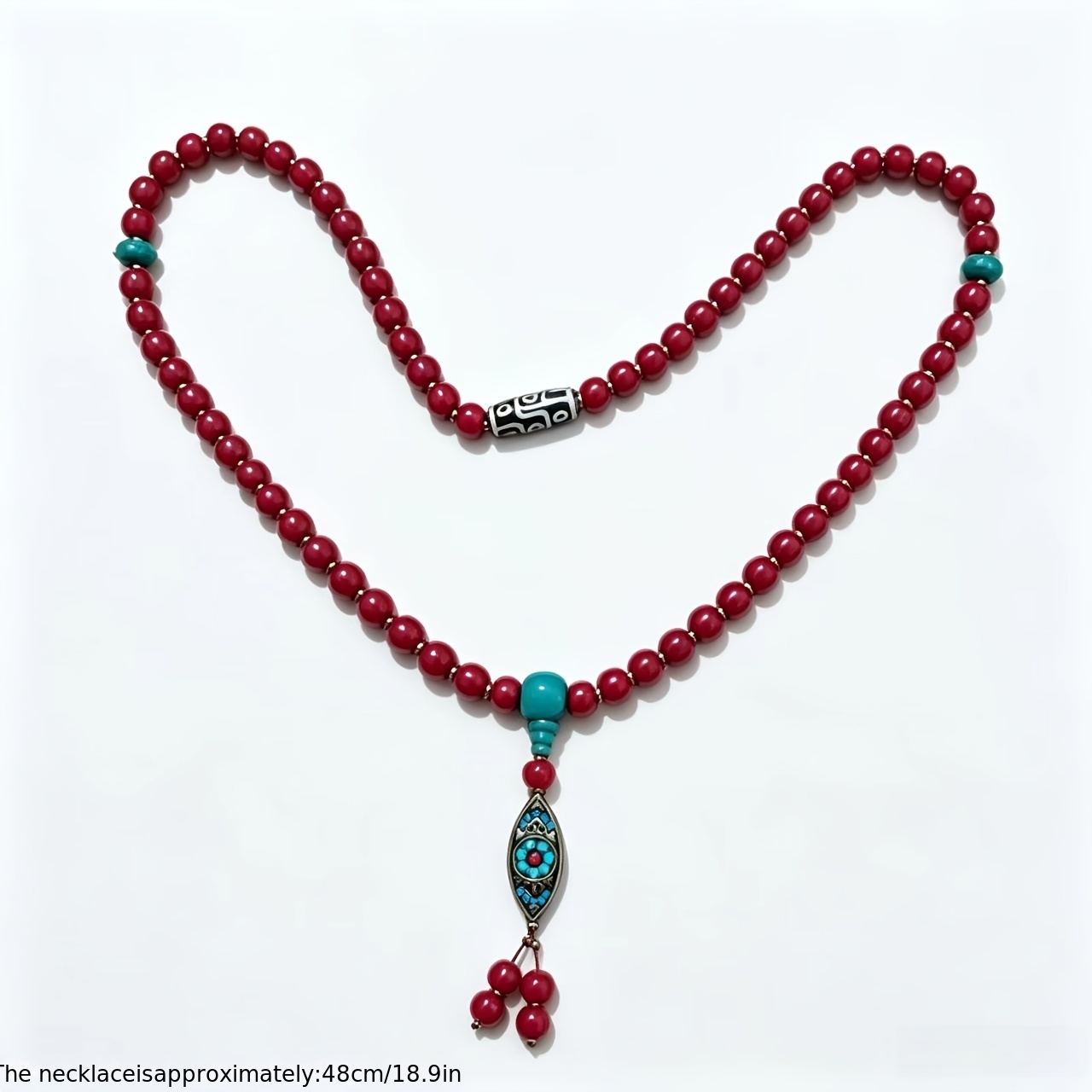 Tibetan Snow Buddha Agate Bead Necklace, Unique Gift