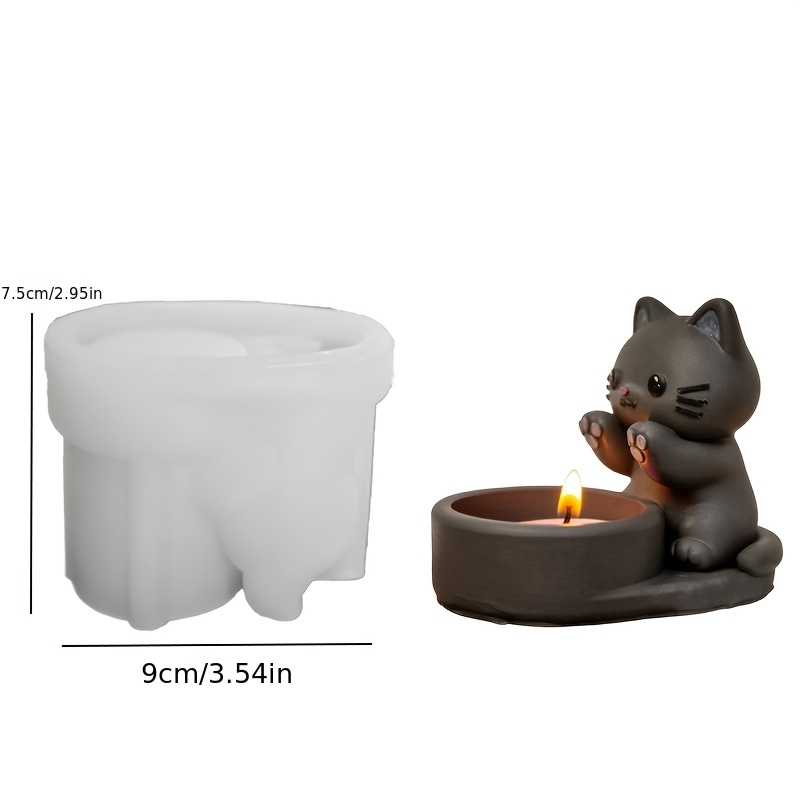 Silicone Cat Mold Suitable For Resin & Plaster Crafts - Rectangular Holder Frame With Cat-themed Patterns, Diy Candlemaking, Wedding Birthday Gift, Home Desktop Decoration, Molds For Plaster Molding