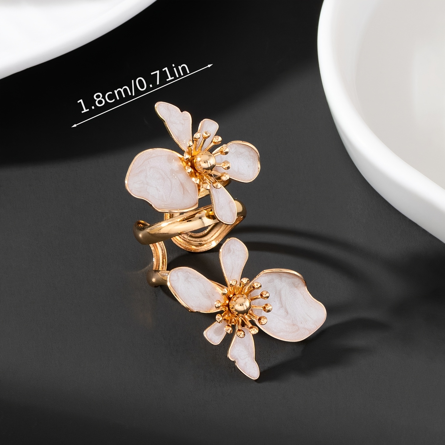 Elegant Summer Beach Style Handmade Flower Open Ring