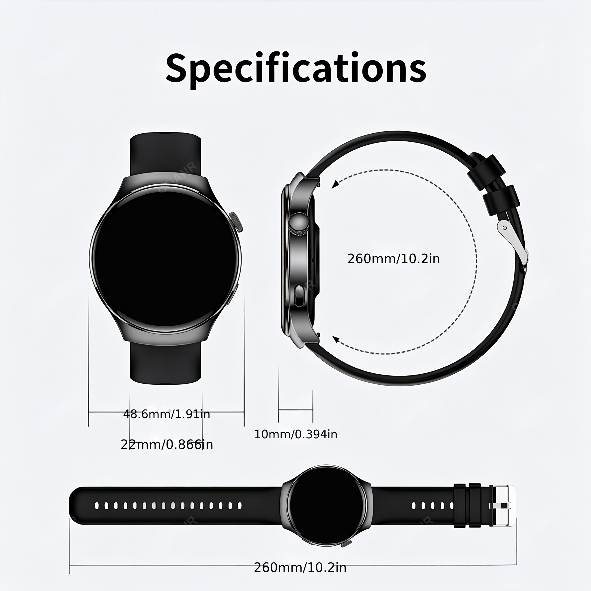 Men's Smart Watch with 3.84 cm Screen, USB Charging