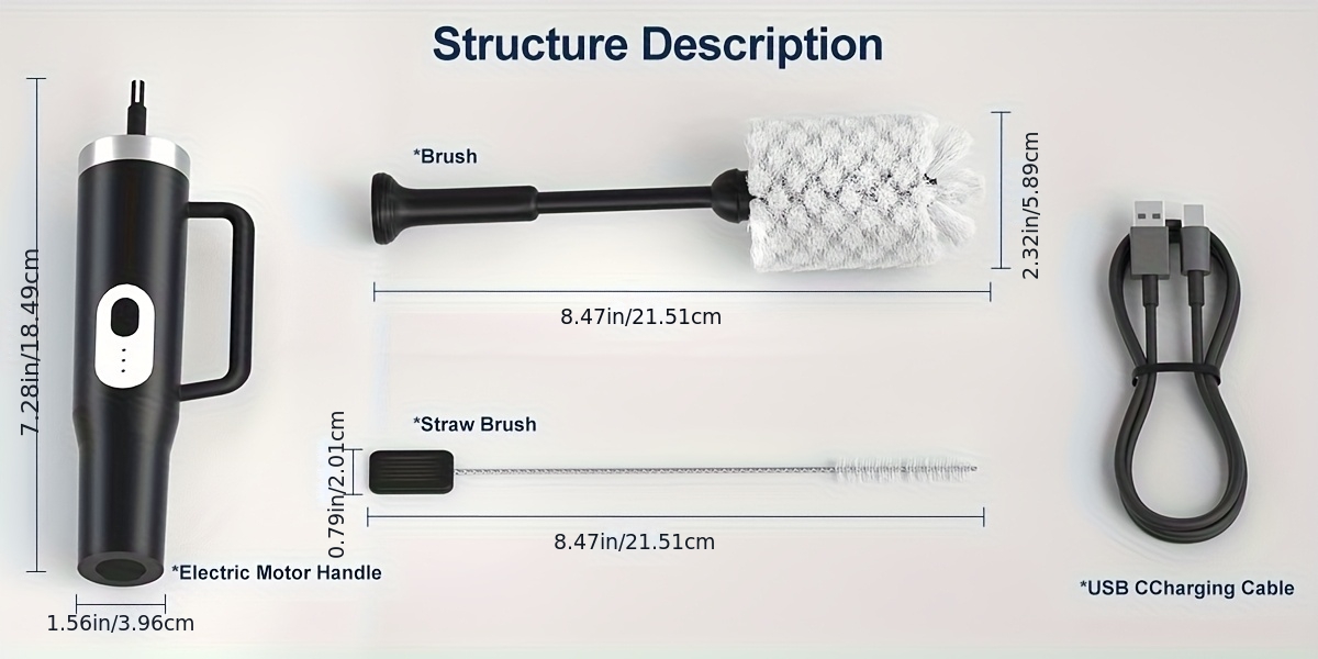 electric cleaning brush for mugs cup brush 2 cleaning power levels waterproof built in rechargeable battery standard straw brush type c charging cable wall mounted for drying cleaning tool kitchen accessory mug cleaning brush Product details 4