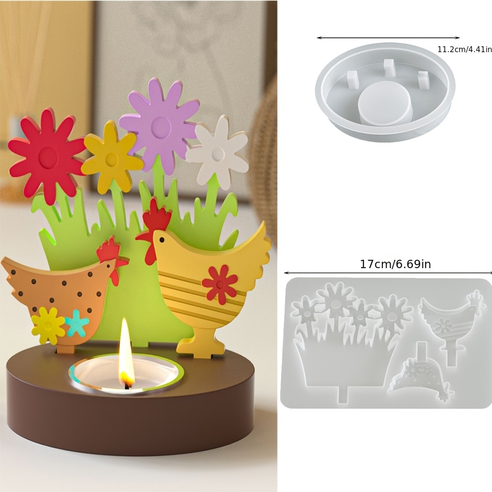 2pcs Silicone Clay Mold For Easter Chicken Decorations, Tabletop Decor, Home Decor | Bud Spike Tabletop Decor For Bookshelves, Desks, Cabinets