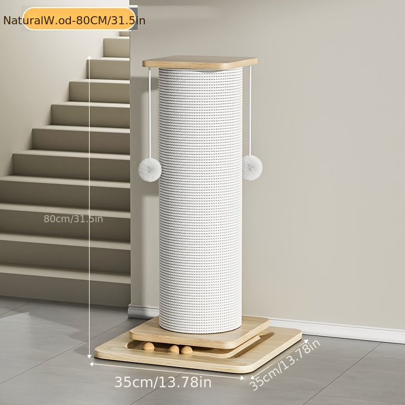 E-shop 80 cm Großer weißer Hanfseil-Krallenbaum für Katzen, Robuster Sisal-Krallenstuhl, Einfache Montage, Stabile Basis zur Vermeidung von Umkippen,