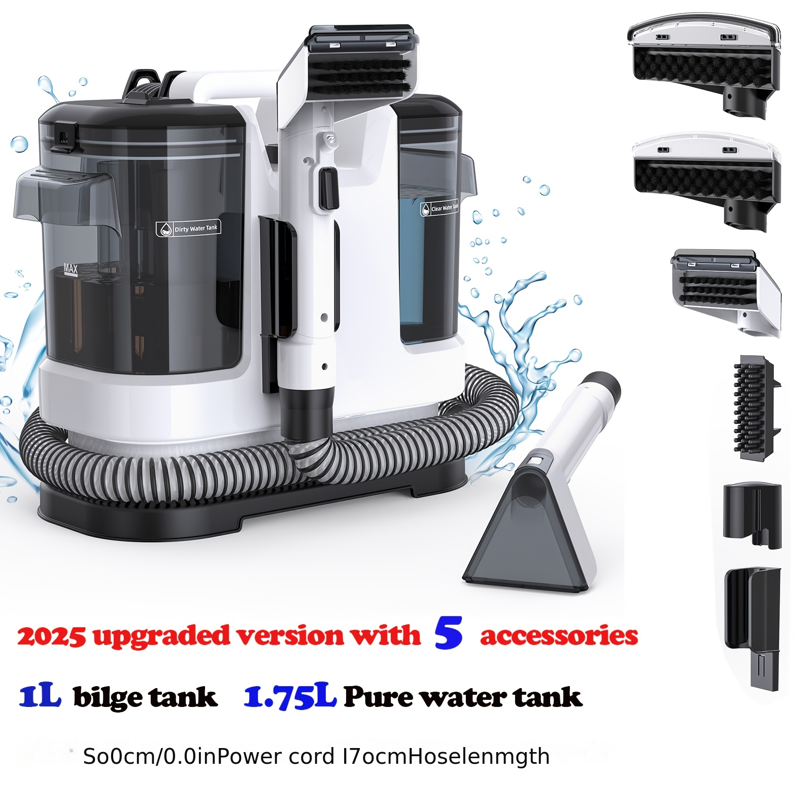 Image of Lubluelu 600w Portable Carpet And Upholstery Spot Cleaner Machine, 20kpa Powerful Suction Spot Cleaner Machine With Versatile Tools For Pets, 1.75l Dual Water Tank, Area Rugs Car Seats And Couches
