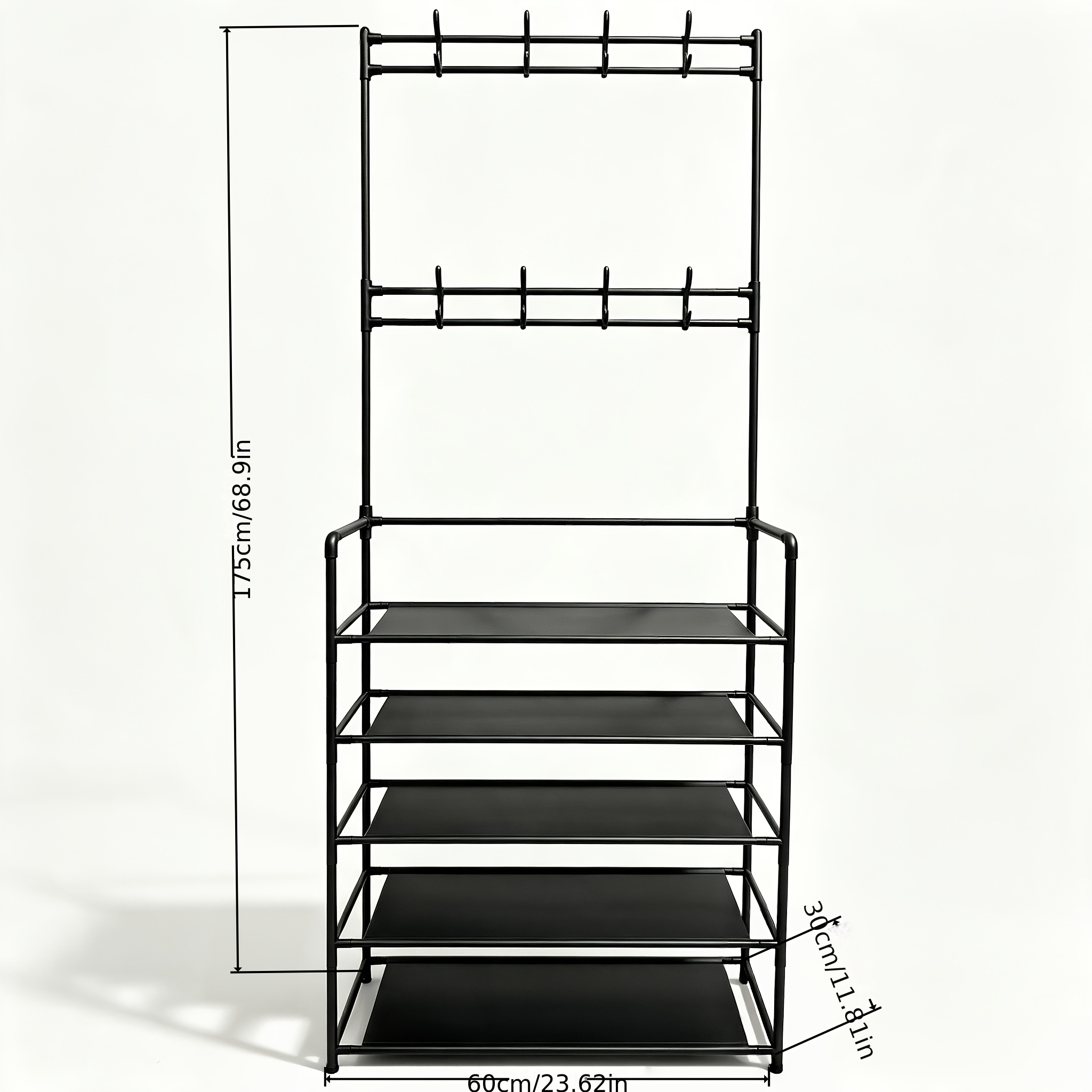 2026 Western Small Apartment Entryway Storage ! Ultra-narrow Composite Hat Rack, Top Double Rods And 4-tier Fabric Shelves With Side Storage Pockets. Perfect Vertical Space Utilization