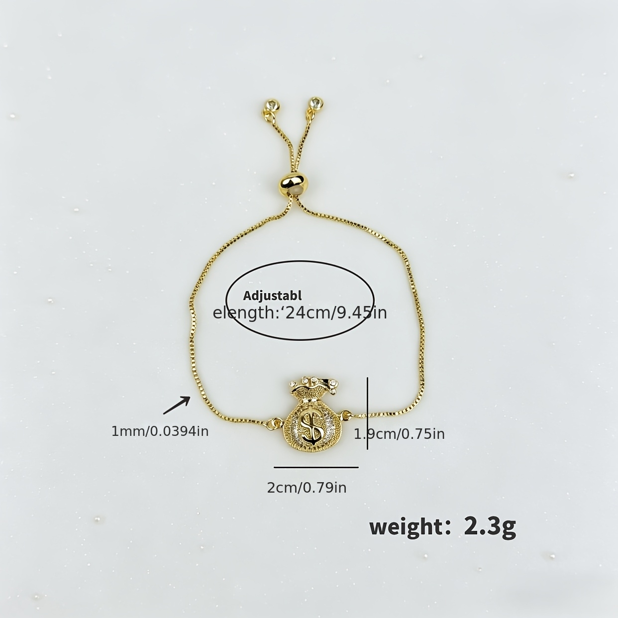 TEMU Exquisite Golden Zirconia Symbol Bracelet, Luxury Elegant Adjustable Versatile Hand Jewelry