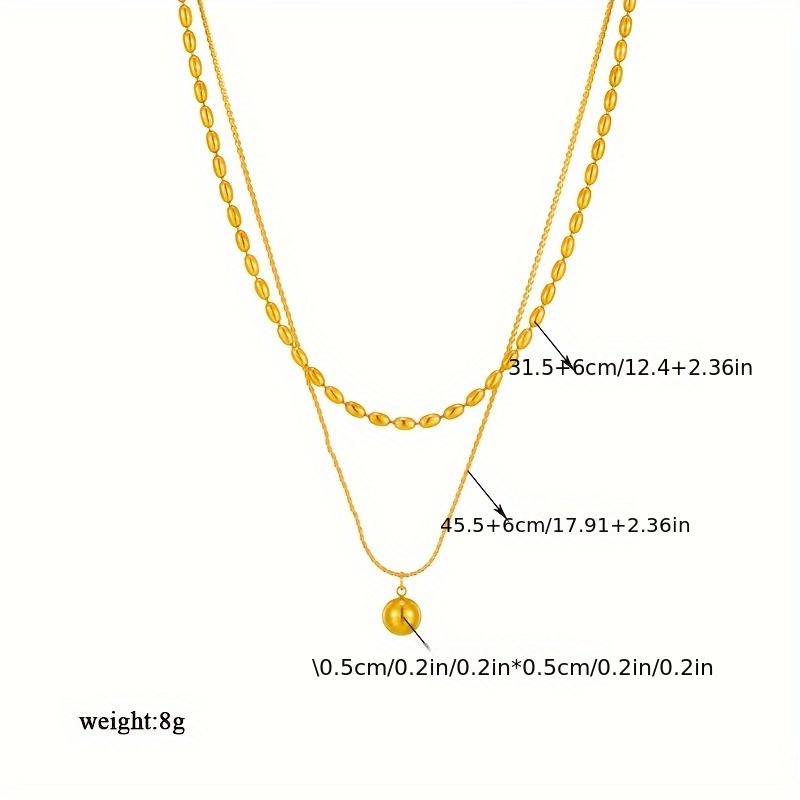 Layered Small Golden Ball Necklace with Bead Chain