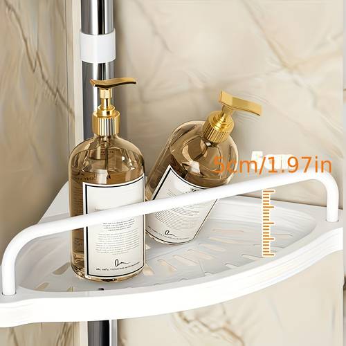 A Four-tier Corner Shower Storage Rack with Hooks And Towel Holders, An Adjustable Shower Corner Storage Rack with Space-saving Features, A Corner Support for Bathroom Storage Without Drilling Holes, Suitable for Bathrooms, Households