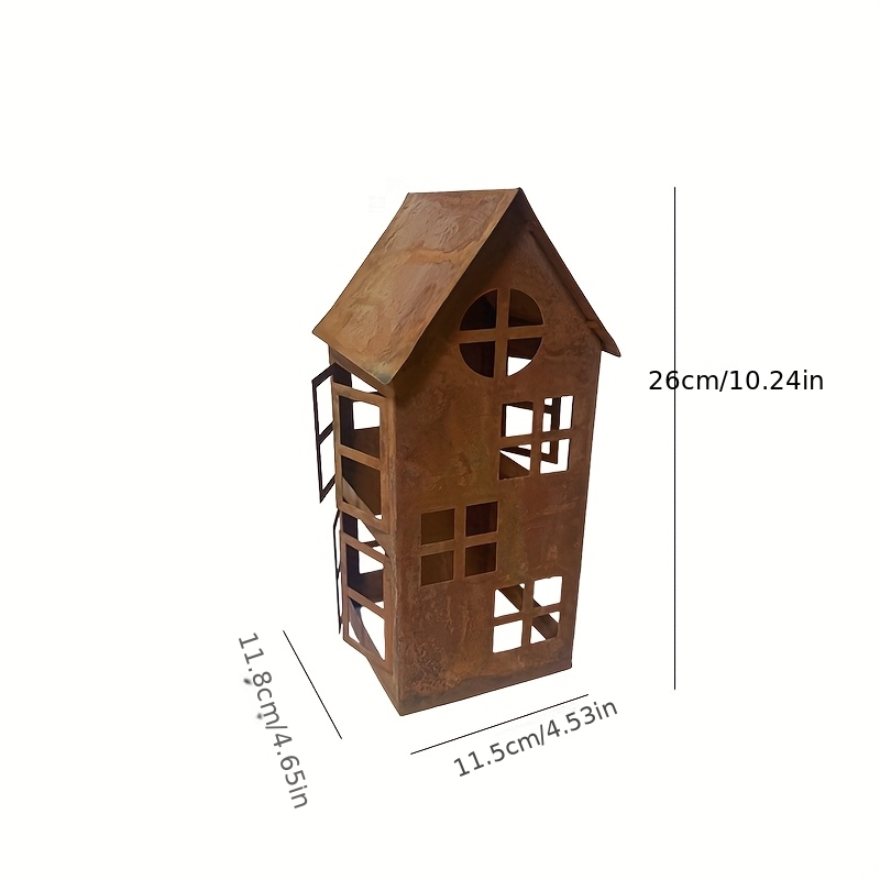 Image of A Modern Iron Decorative Style Rusty Castle Candlestick - Perfect For A Courtyard Atmosphere - With A Sizes, Candles Not Included. The Candlestick Features A Rust End On Its Surface