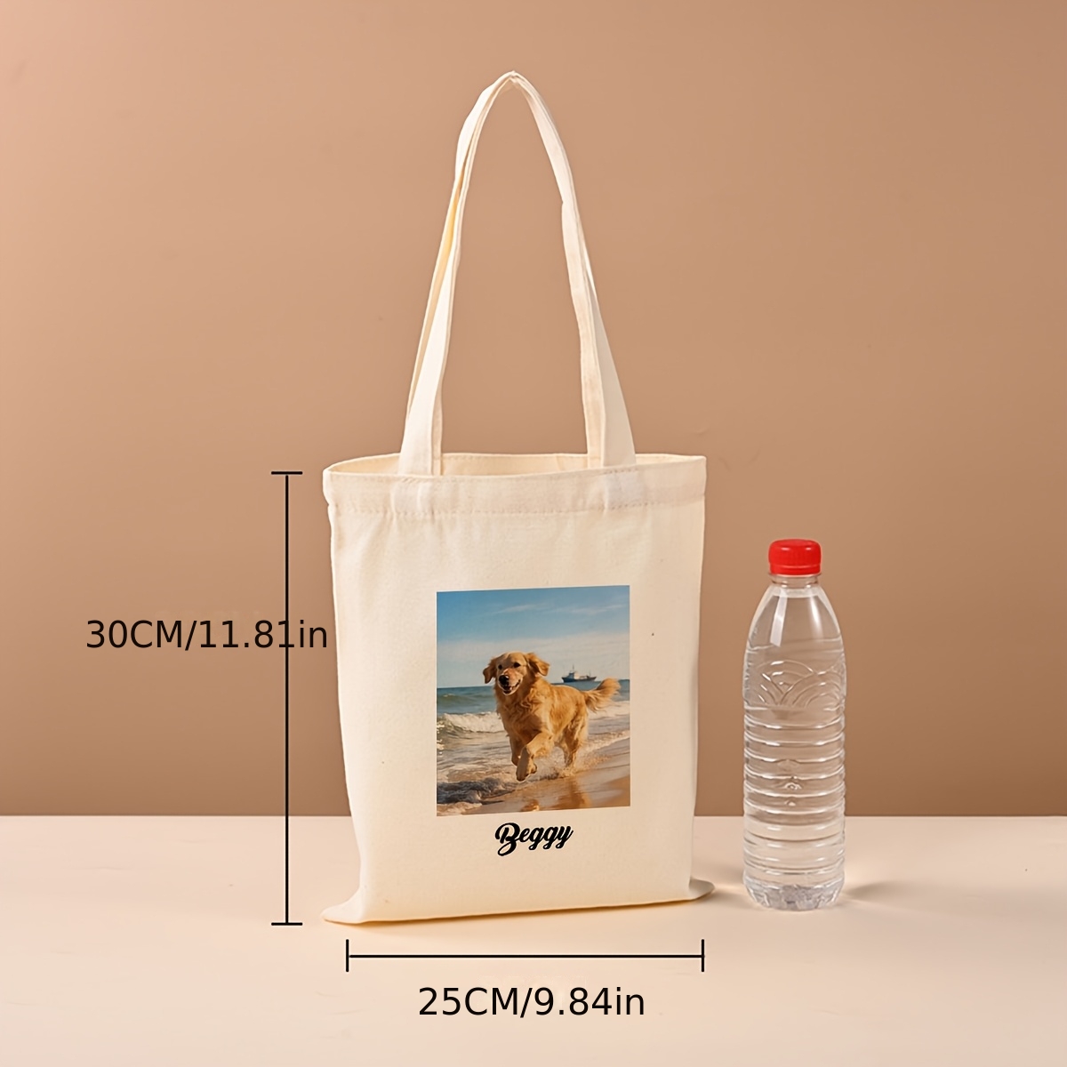 TEMU 1pc Of A Personalized Canvas Storage Bag, A Versatile Tote Customized With Text And Images, Ideal For Outdoor Storage, A Unique Shopping Bag,