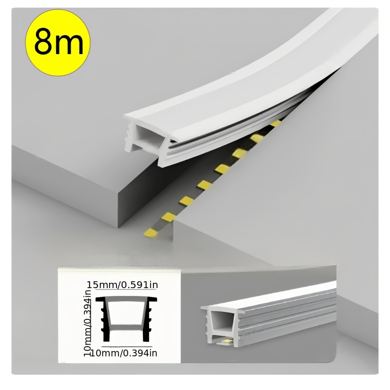TEMU Système en silicone souple de 8 mètres/15 mètres de long pour bande LED de 5 mm de large, tube en silicone pour bande LED de U, (10 mm x 10 mm),