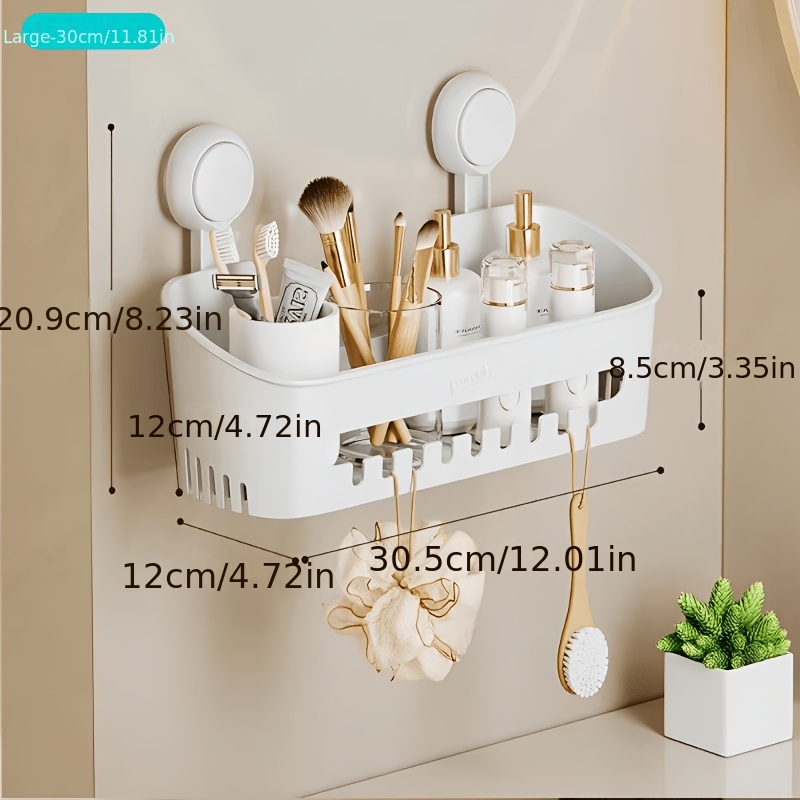 TEMU Suction Cup Storage Rack For Bathroom And Kitchen. , No Drilling Or Glue Needed. Wall-safe And Reusable. Powerful Suction Organizer For All Your