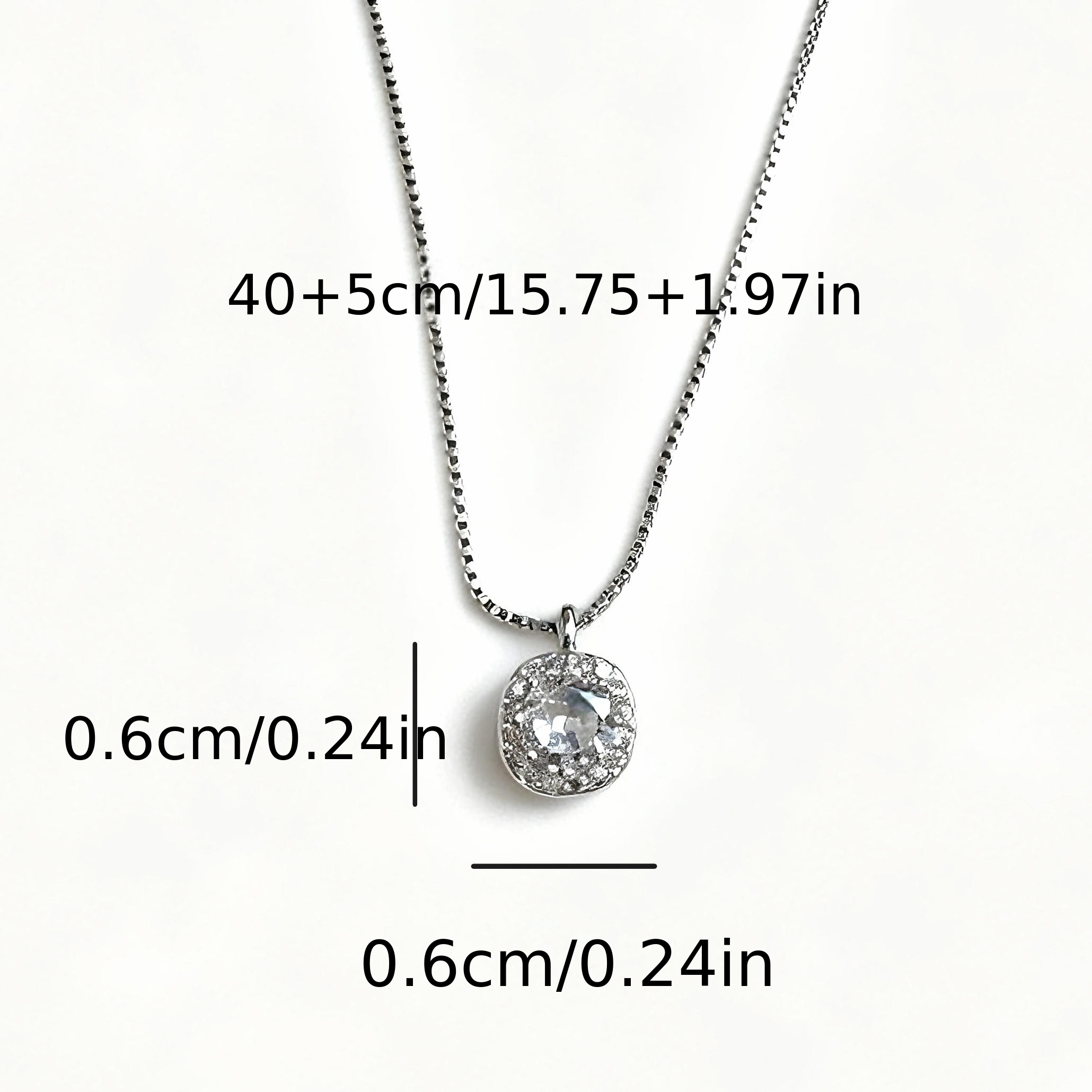 Women's S925 Silver Square Synthetic Zirconia Necklace