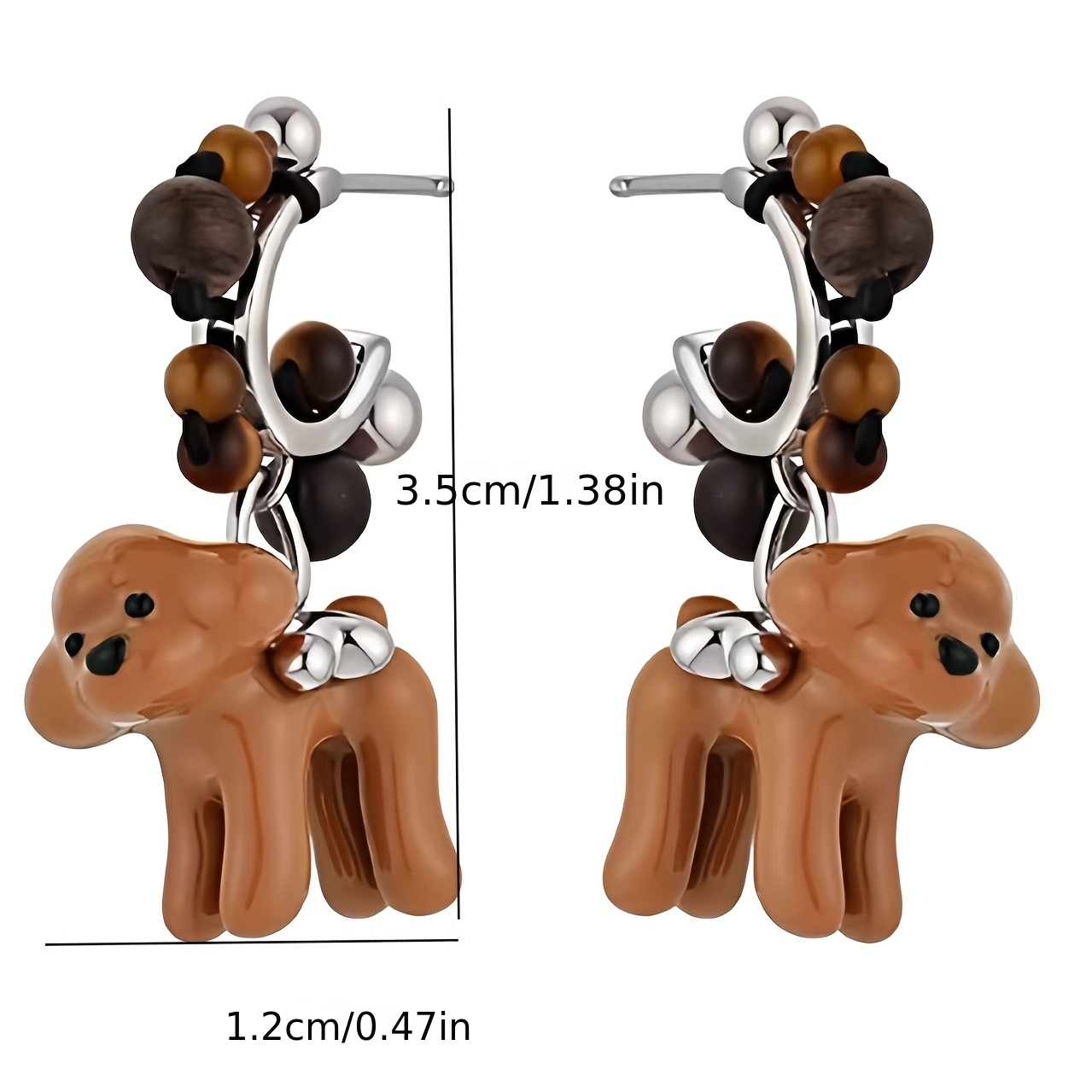 Cute Pet Teddy Bear Stud Earrings, High-End Design