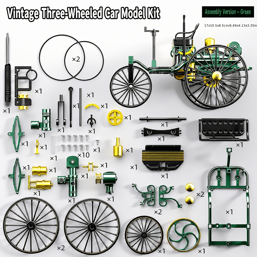 TEMU 51pcs Alloy Three-wheeled Vintage Classic Car Simulation Model High-quality Ornament