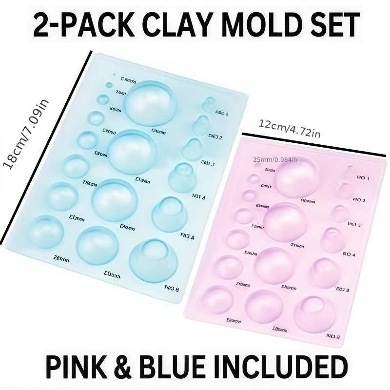 TEMU Professional Clay Measuring And Shaping Mold 2pcs Set (pink And Blue), Precision And Sphere Molds For Soft Clay, Soft Ceramics, And Handmade ,