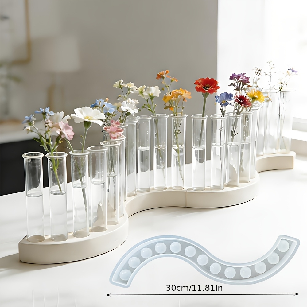 E-shop Kerzenform, Silikonform für Frühlingsblumenvase, S-förmige Reagenzglas Hydroponik Blumenständer Silikonform, Einfache runde Wohnzimmer Ornamente