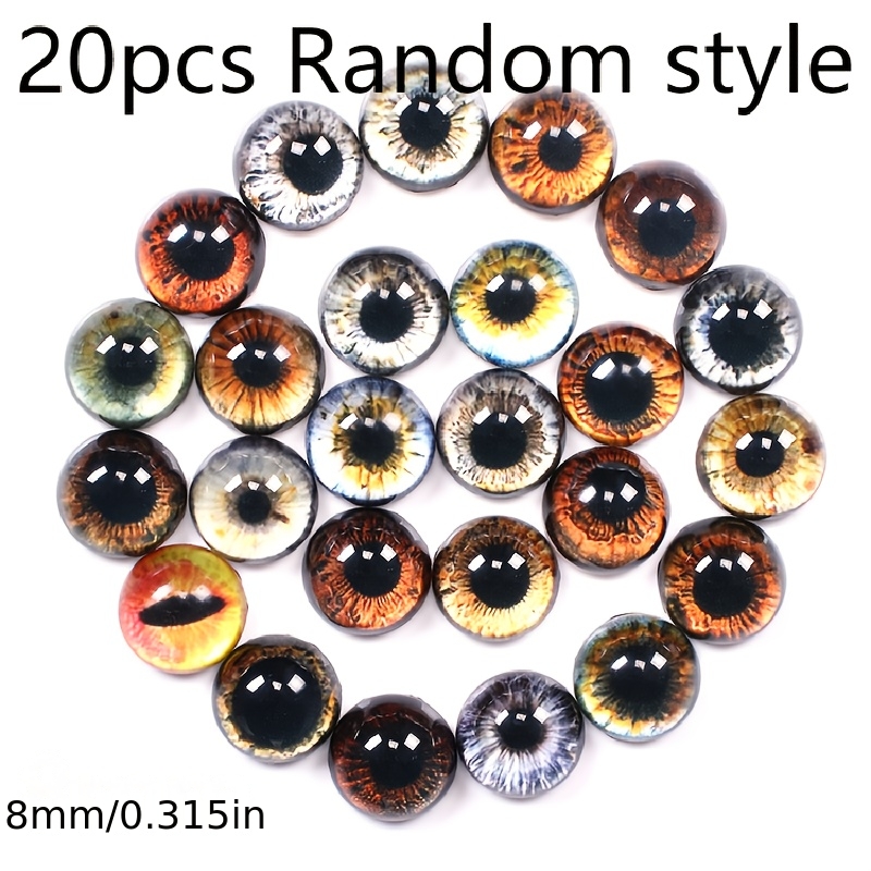 Image of 20 Eyes, Random, Suitable For Handmade Animal Dolls, Cats, Dogs, And Dinosaurs - Colorful Round Eyes For Crafts And Collectibles - 12mm/10mm/8mm Size Durable Realistic Eyes, For Craft, Large Doll Eyes
