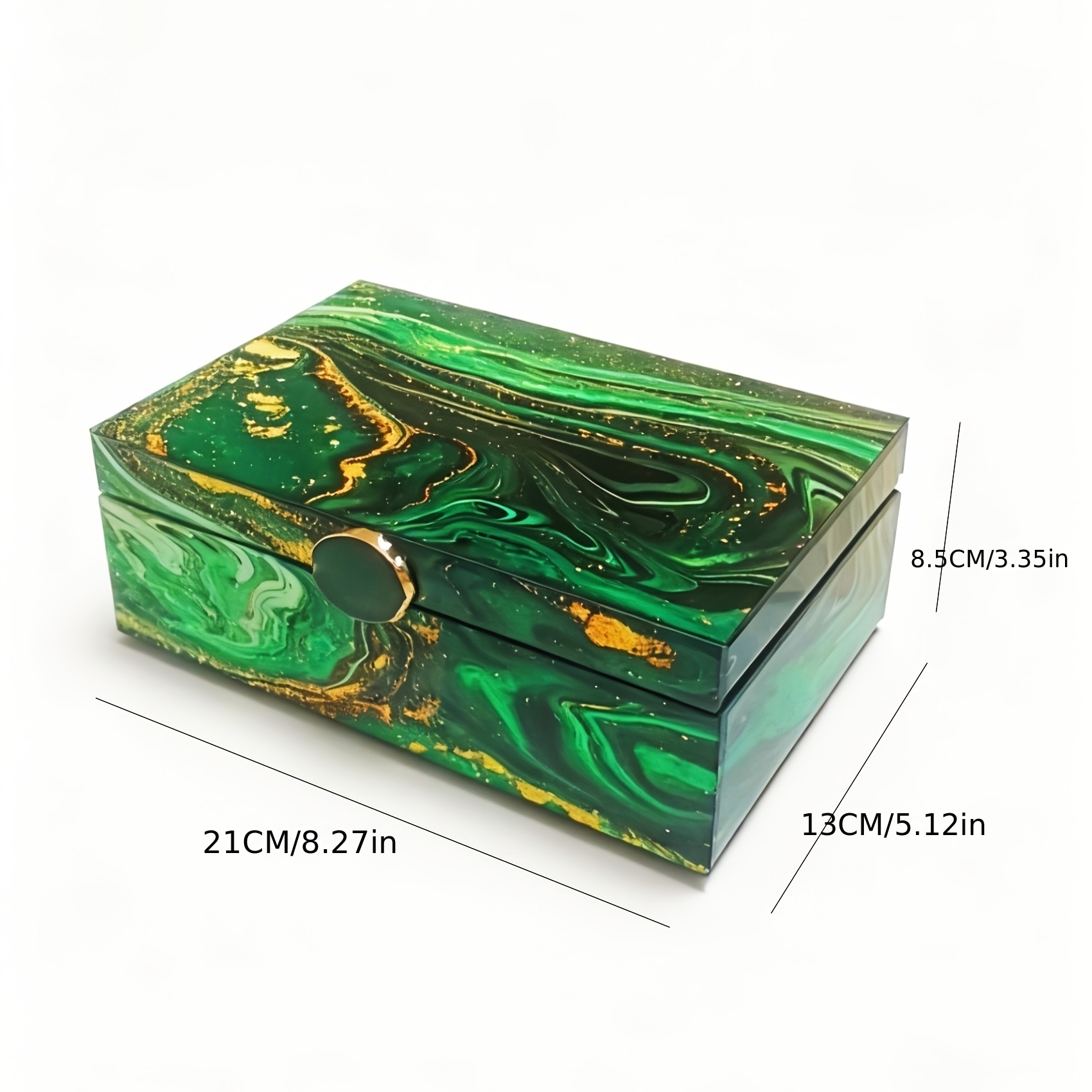Large-Capacity Green Gilded Jewelry Box