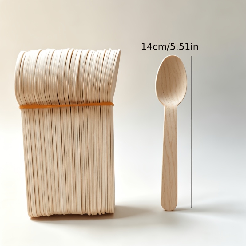 TEMU 50 cuillères en bois jetables de , mini cuillères à dessert en bois, cuillères à dessert, cuillères à dégustation, idéales pour les fêtes, les