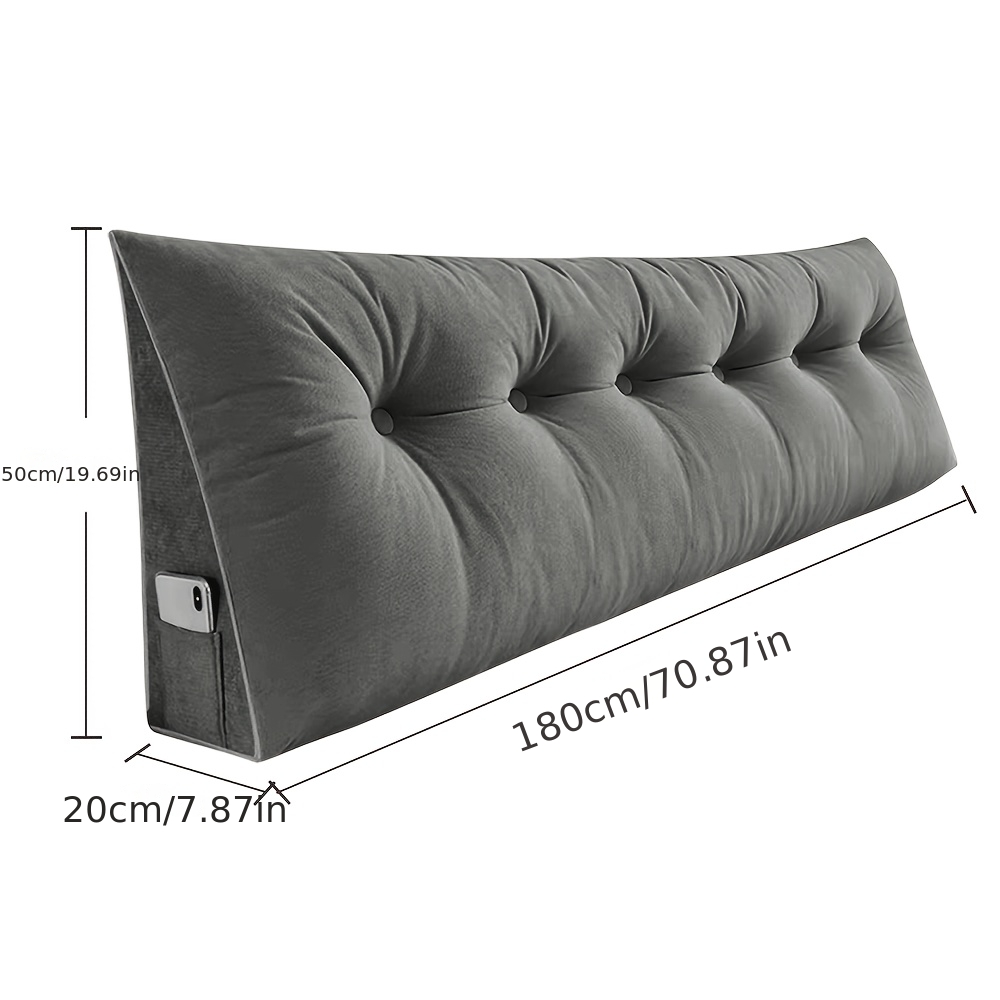 Leisure Bedside Cushion, Classic Gray Wedge Cushion, Soft And Comfortable, Washable, Suitable For Leisure Reading, Suitable For Bedside, Sofa, Tatami, Etc. (180cm)