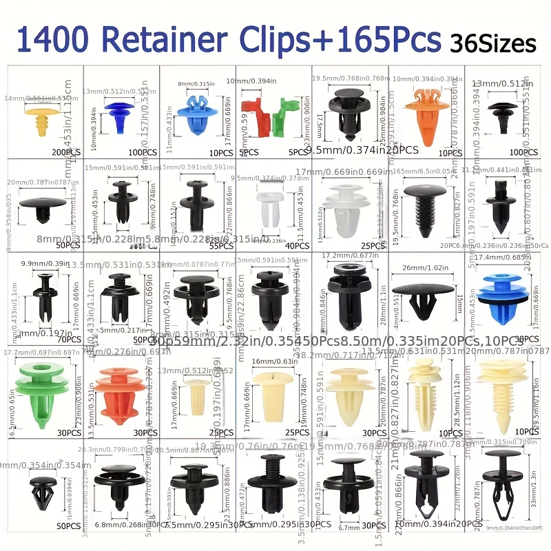 A Set of 1565 Automotive Push Clips - Heavy-Duty Nylon Bumper Clips And Fasteners in 36 Sizes, Compatible with for TOYOTA, GM, for Ford, for Honda, And for CHEVROLET, Includes a Fastener Removal Tool And Zip Ties (Universal Fit) 5 A Set of 1565 Automotive Push Clips - Heavy-Duty Nylon Bumper Clips And Fasteners in 36 Sizes, Compatible with for TOYOTA, GM, for Ford, for Honda, And for CHEVROLET, Includes a Fastener Removal Tool And Zip Ties (Universal Fit) - Image 5