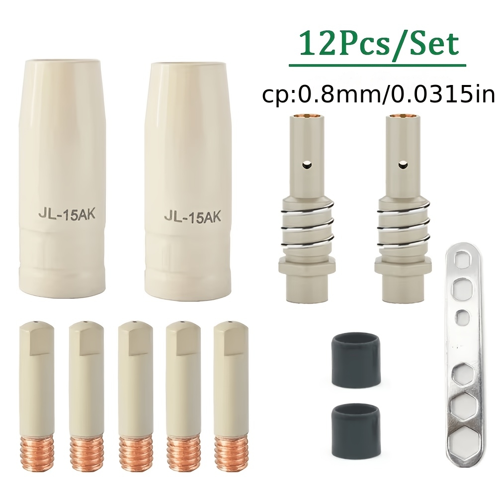 TEMU 12 piezas/paquete, MB-15AK 15Ak Protección de Recubrimiento Antiadherente Ga\*S Soporte de Boquilla Contacto 0.8/1.0/1.2Mm Mig MAG Soldadura
