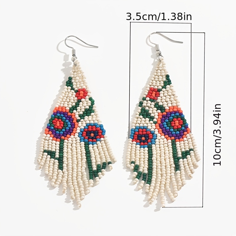 Bohemian Floral Pattern Bead Earrings for Women