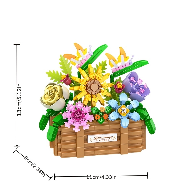 Micro-Particle Building Blocks Sunflower Basket, Creative Gift
