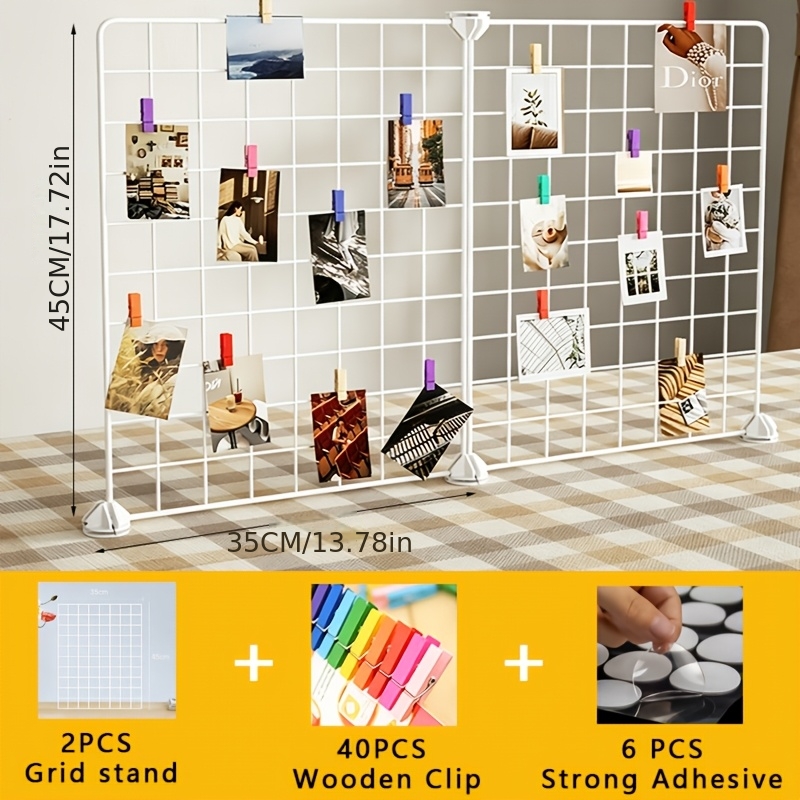 TEMU Metal Grid Countertop Display Rack, Desktop Storage Stand For Retail Goods, Handicrafts, Paintings And Photos, Display