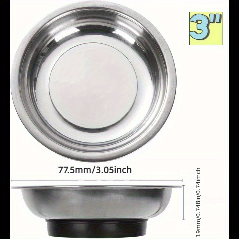 Magnetic Parts Tray, Stainless Steel Magnetic Tool Tray, Round Magnetic Tray, Suitable for Fixing Nuts, Screws, Metal Parts