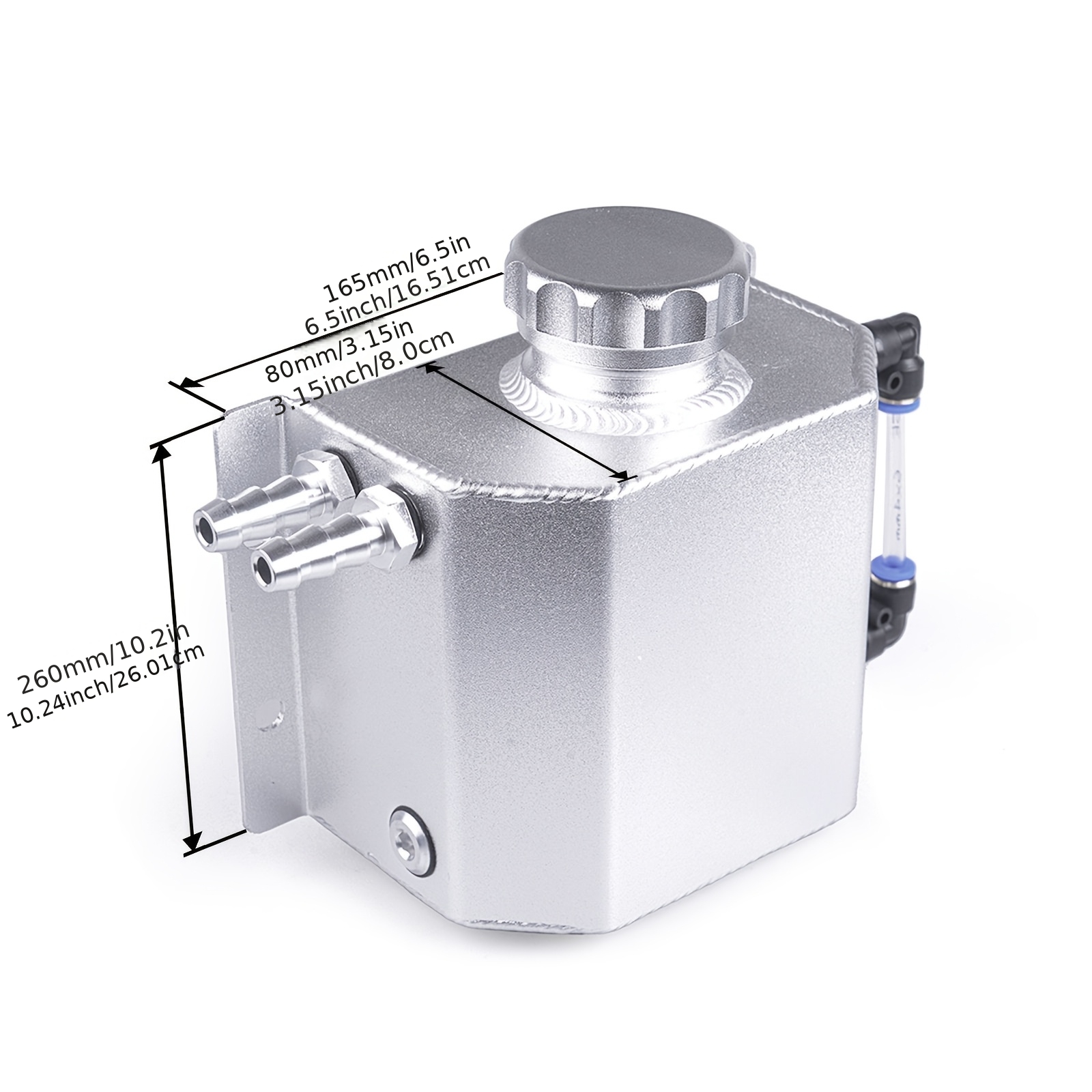 TEMU Car Additions Coolant Overflow Tank, Aluminum Radiator Overflow Tank With Tape And O-ring Gasket, 1l Universal Reservoir Expansion Tank (silver)