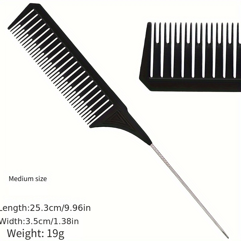 TEMU 1pc Premium Rat Tail Comb Set With 3 Sizes, Highlighting Comb, Weaving Comb, Salon Parting Hair Sectioning Tool, Carbon Fiber Hair Pick Comb For