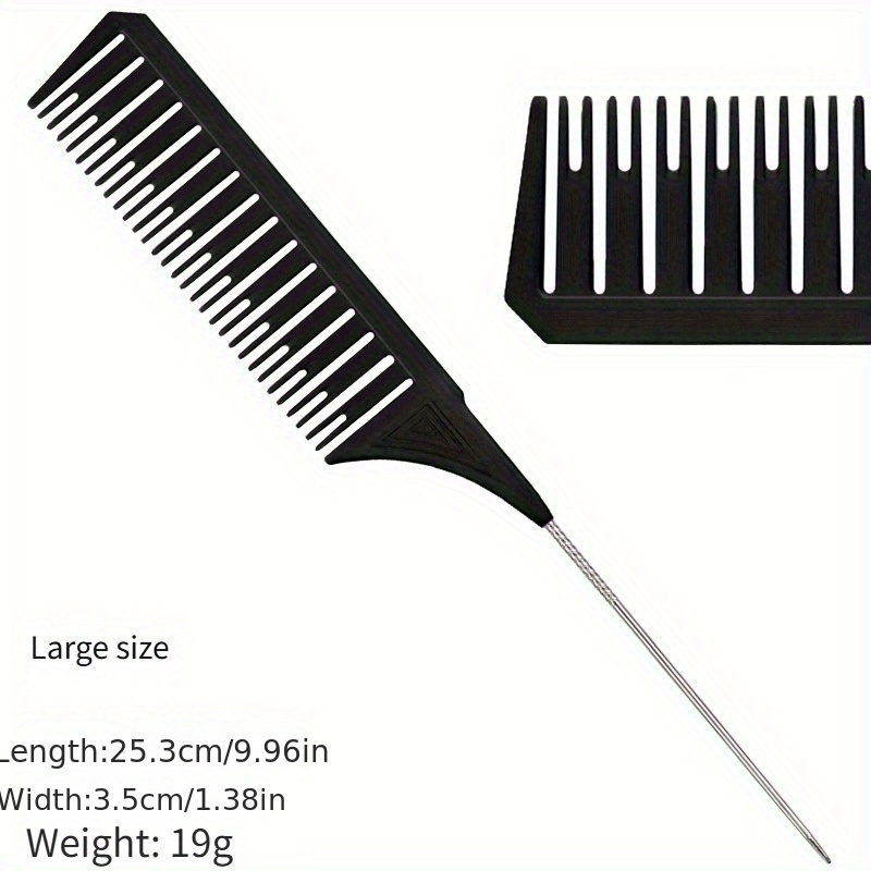 Image of 1pc Premium Rat Tail Comb Set With 3 Sizes, Highlighting Comb, Weaving Comb, Salon Parting Hair Sectioning Tool, Carbon Fiber Hair Pick Comb For Highlights And Parting