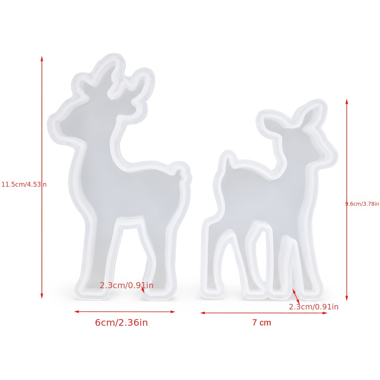 TEMU 2pcs Dnejiu Resin Silicone Mold Suitable For Deer Ornaments, Deer-shaped Molds With Antlers & Fawn For Diy Crafts, Christmas Tabletop