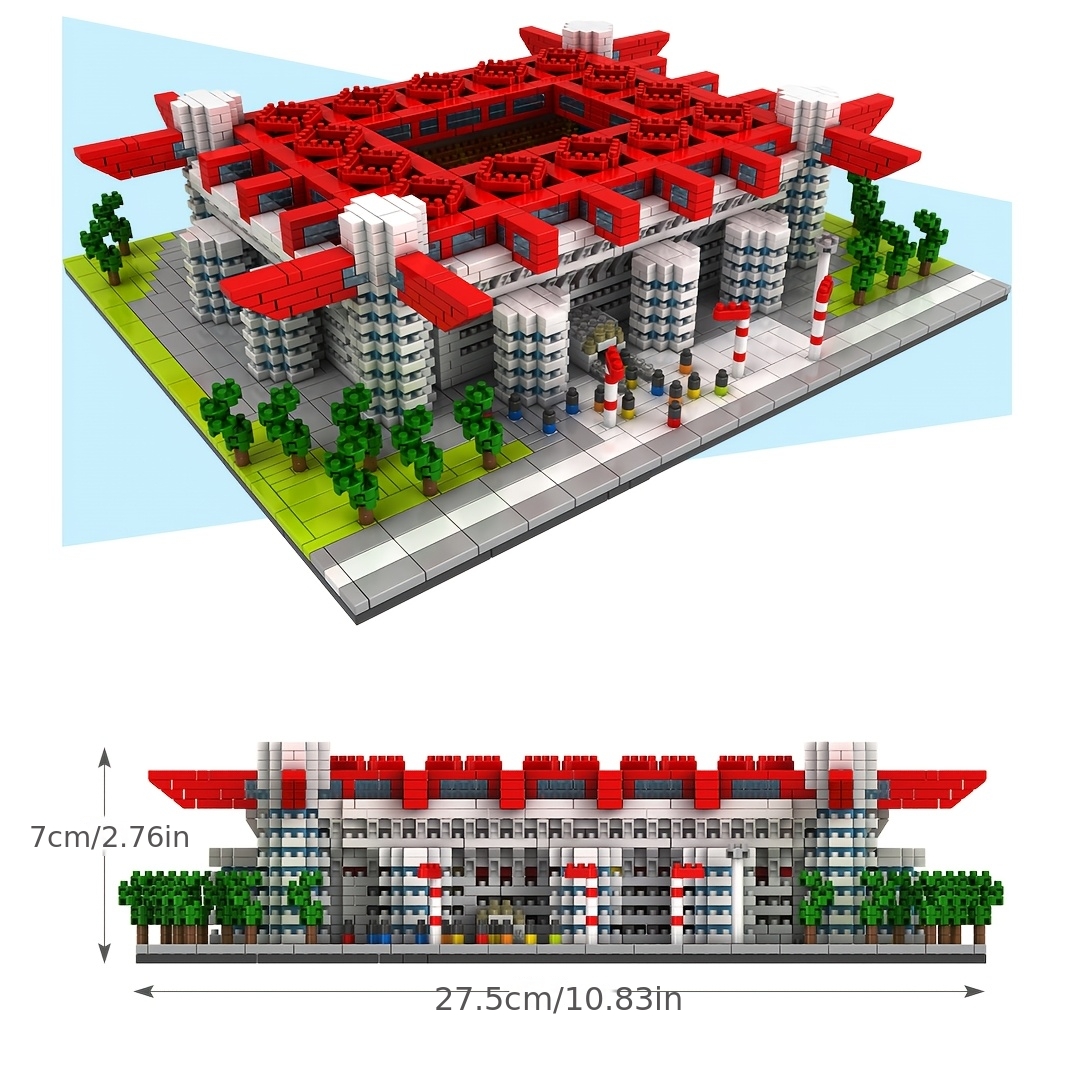 Football Stadium 3D Model 4000pcs Micro Building Blocks