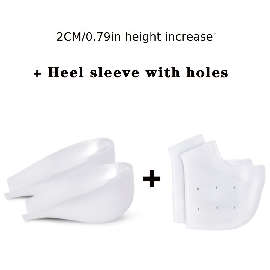 TEMU 1 Pair/4pcs Of Invisible Height-increasing Insoles, Unisex Silicone Elastic Heel Pads Suitable For Casual Shoes, Sneakers, And Boots
