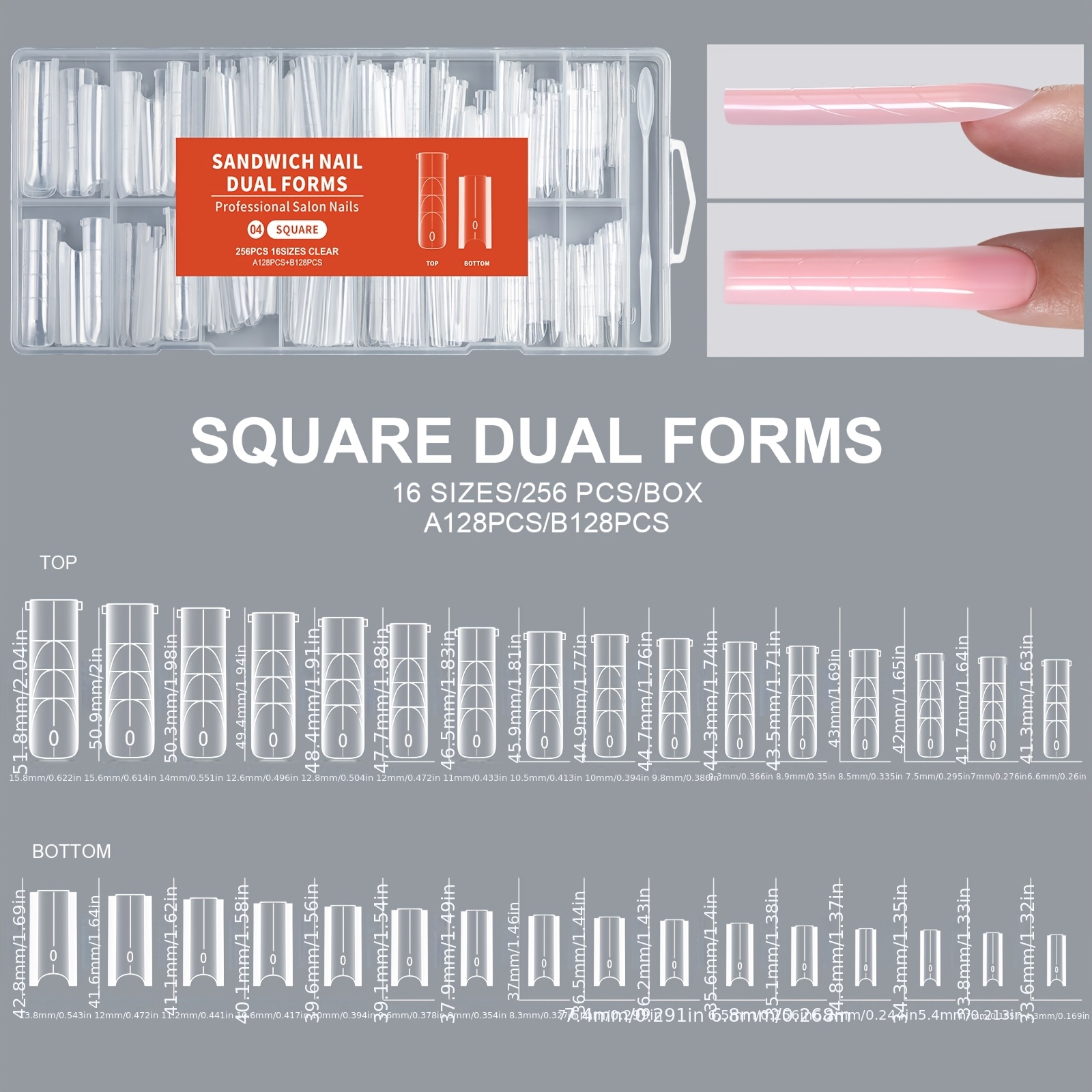 TEMU 256pcs Extension Forms Sandwich Layer Design Press-on Fixing Nail Membrane Double-layer Filling Nail Forms No Paper Tray Curing Creative Nail
