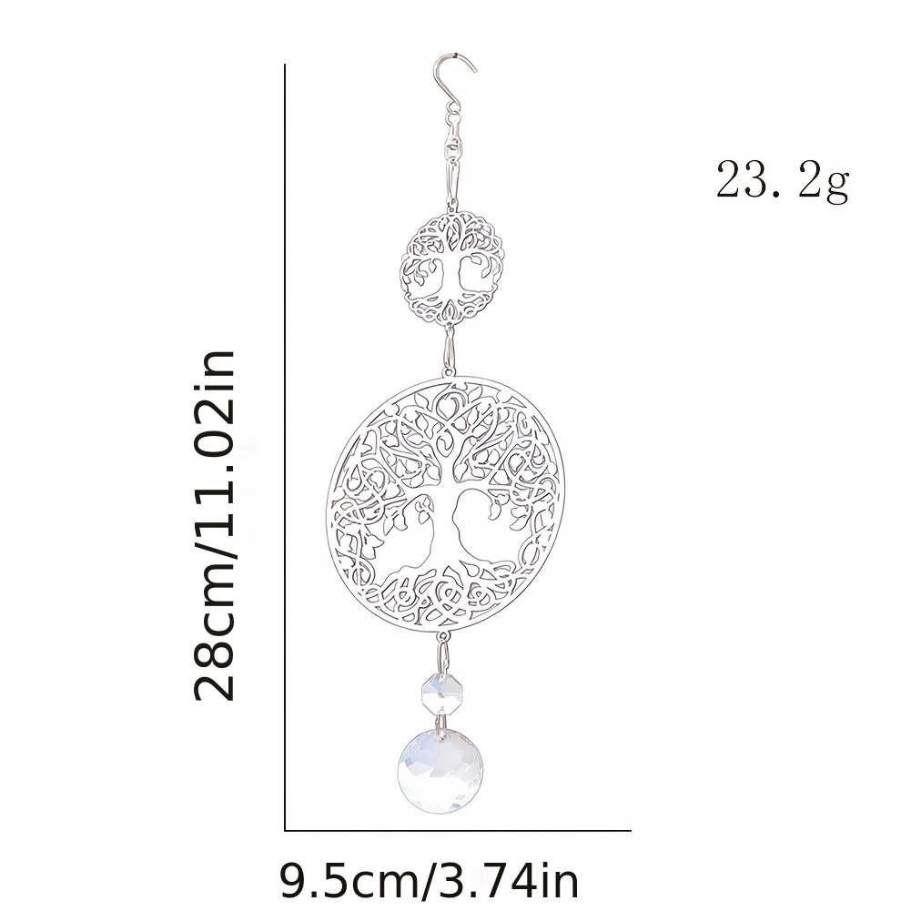 Image of A Mandala Crystal Suncatcher Designed As A Tree Of Life, Perfect For In Your Home Or Garden. This Decorative Piece Hung In Windows Or Used As A Car Pendant