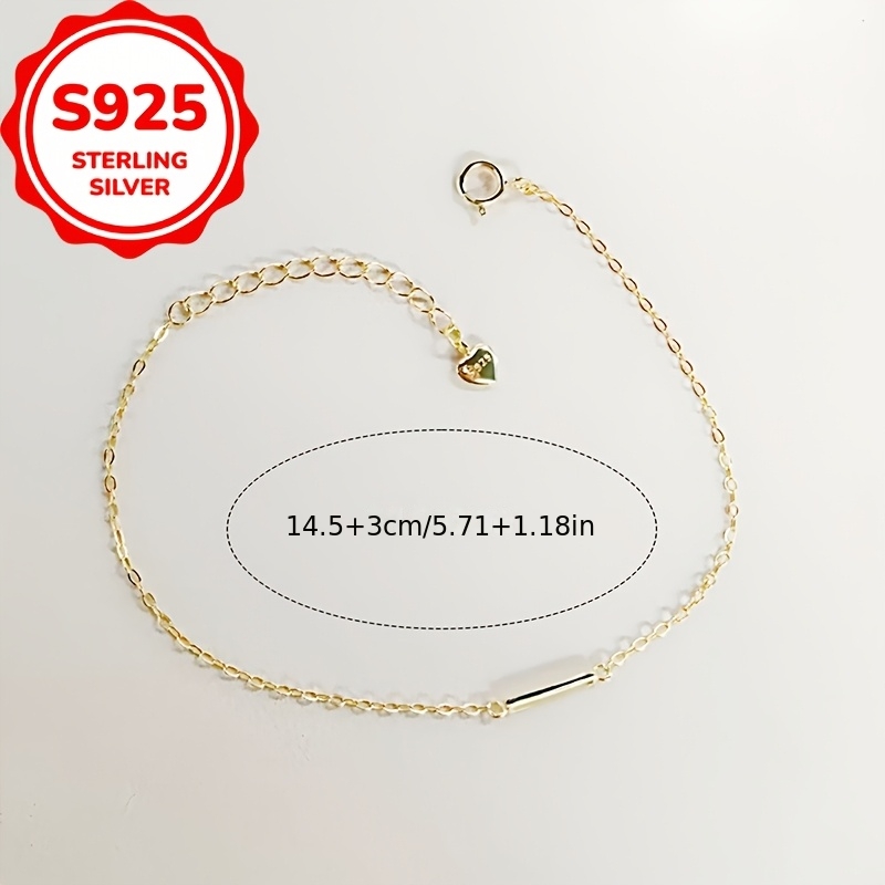 Women's S925 Sterling Silver Minimalist Square Pendant Bracelet