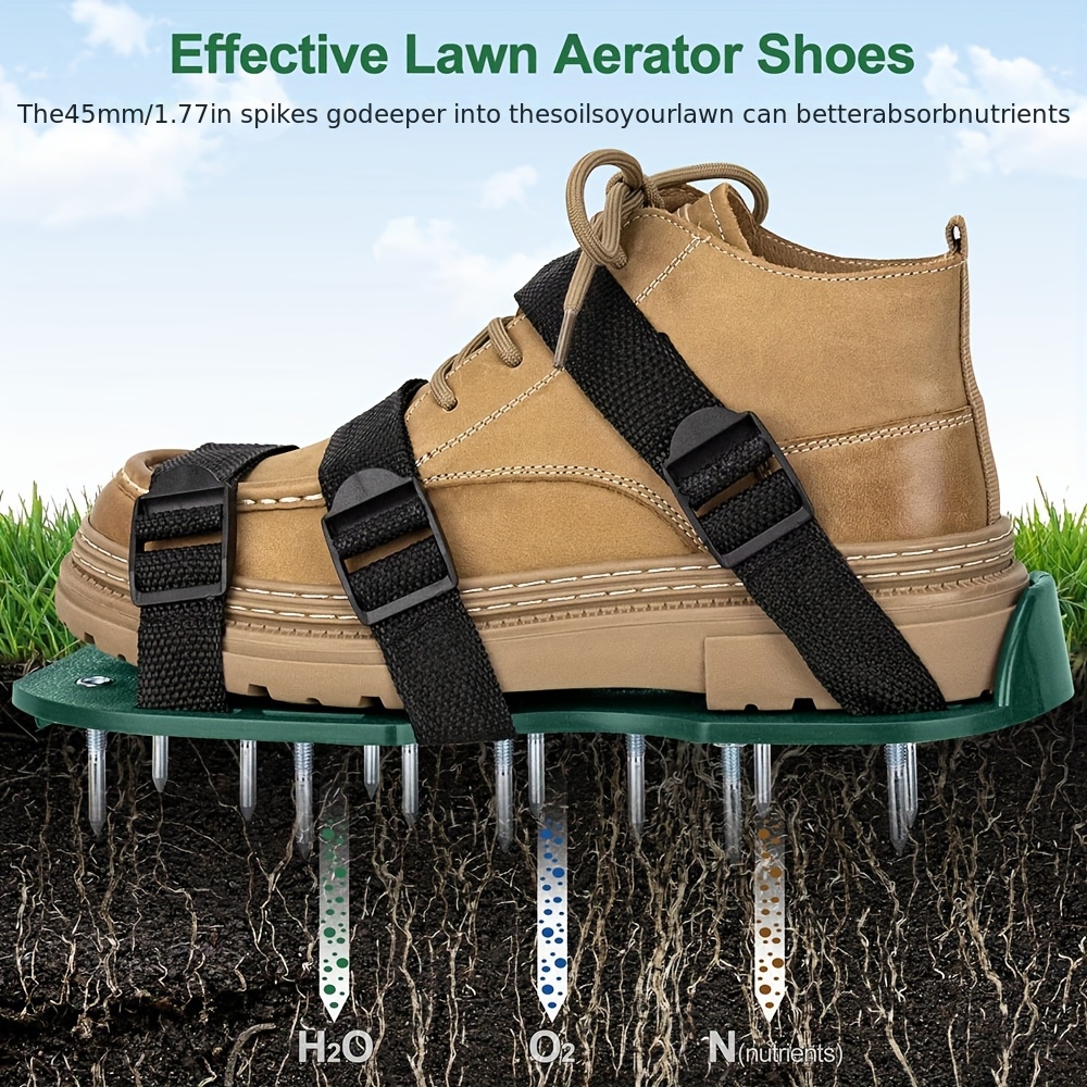 TEMU Heavy-duty Spike Aerator Sandals For Lawn And Garden - Adjustable Straps, Deep Soil Aeration, Durable Plastic, Fits All