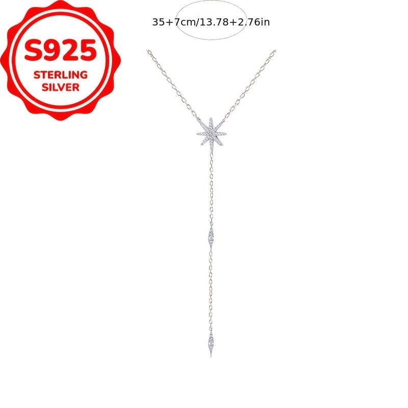 Vintage Eight-Pointed Star Necklace Made of S925 Sterling Silver