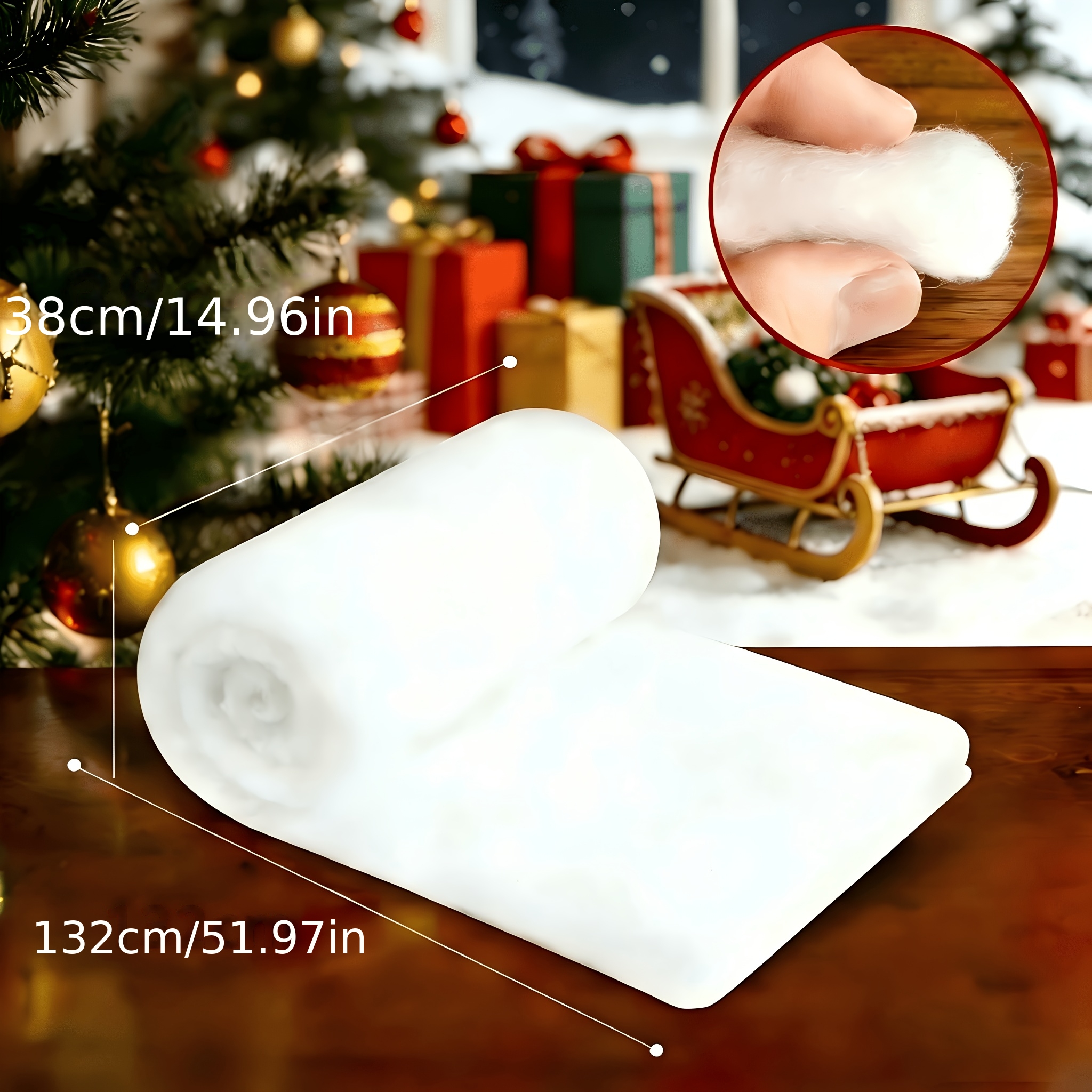 TEMU 1pc Christmas Simulation Snow Carpet, Fireplace Decoration Special, Fluffy Fake Snow, Christmas Village Scenery, Winter Wonderland Table Runner,