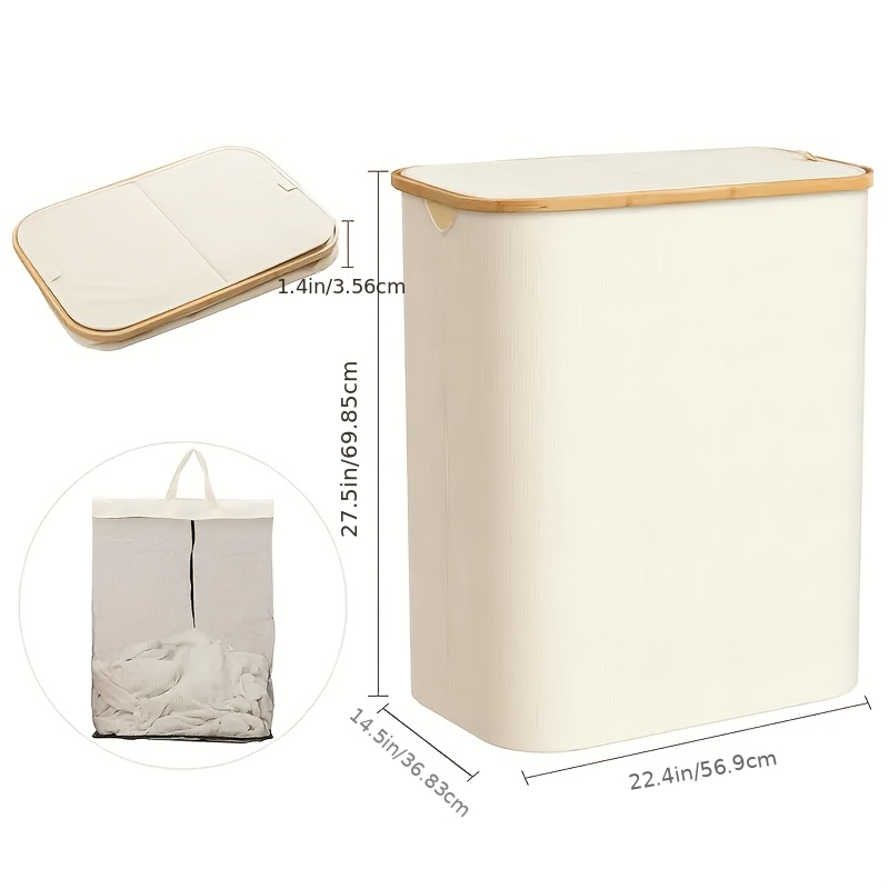 TEMU 150l Laundry Baskets With Lid 2 Compartments, Large Laundry Hamper For Laundry, Double Laundry Basket Laundry Storage With 2 Removable Laundry