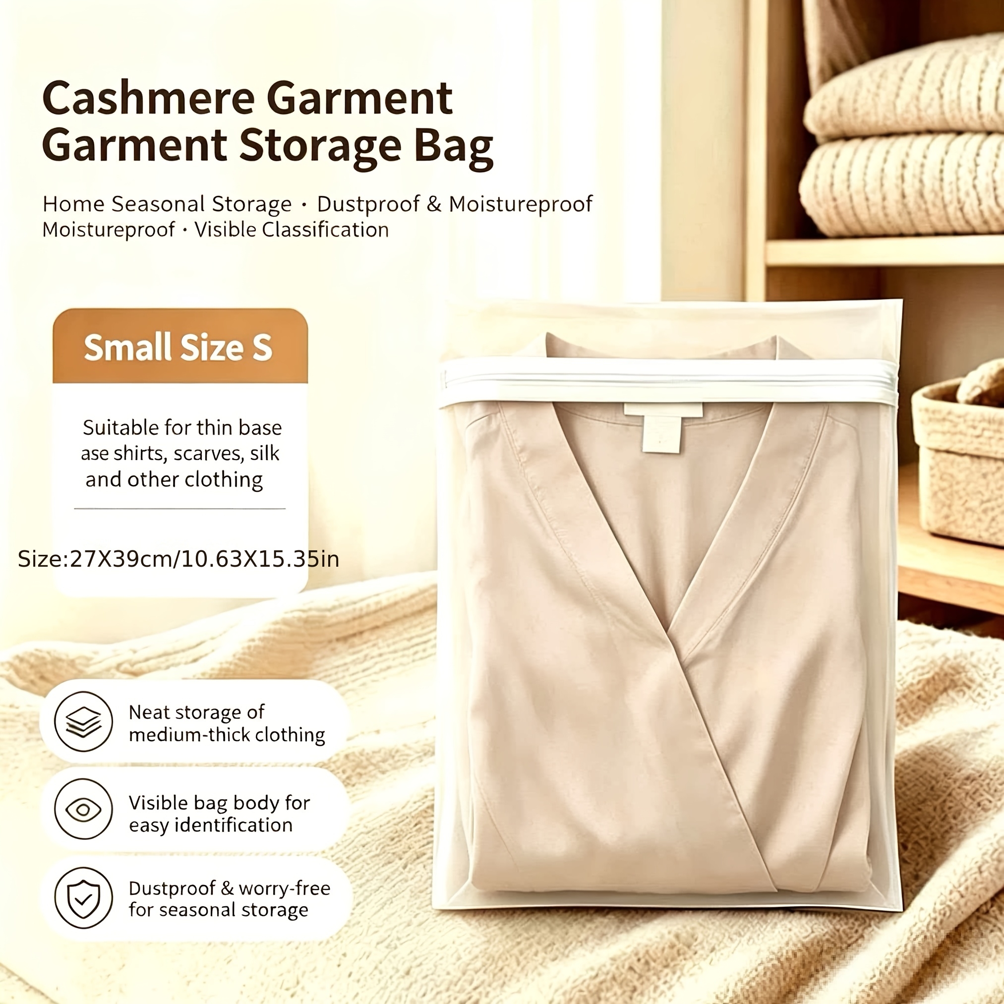 TEMU Sacs de rangement pour vêtements en organza, scellée bloquant la poussière et l'humidité, tissu empêchant les déchirures sur les vêtements en